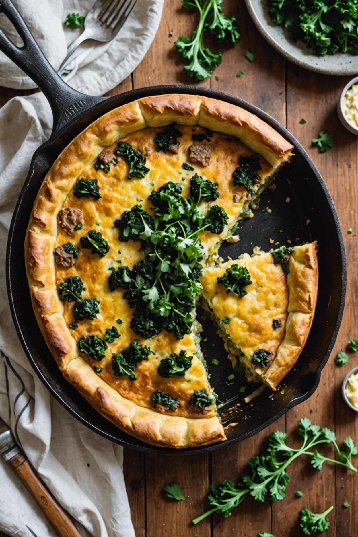 Tadpole In The Hole Breakfast Sausage And Kale Dutch Baby