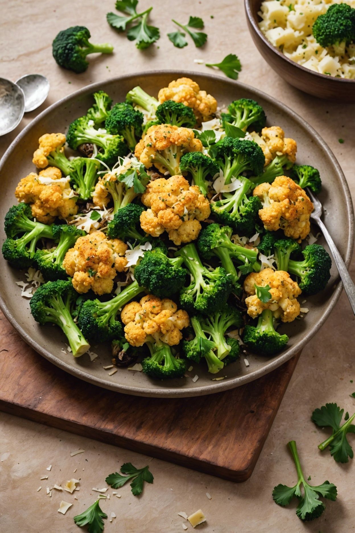 Truffle Parmesan Roasted Cauliflower And Broccoli