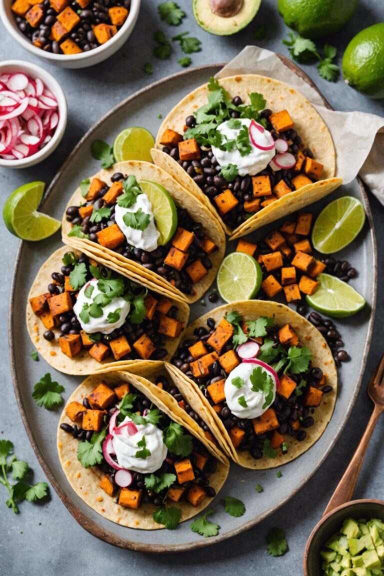 Vegan Cilantro Lime Sweet Potato And Black Bean Tacos