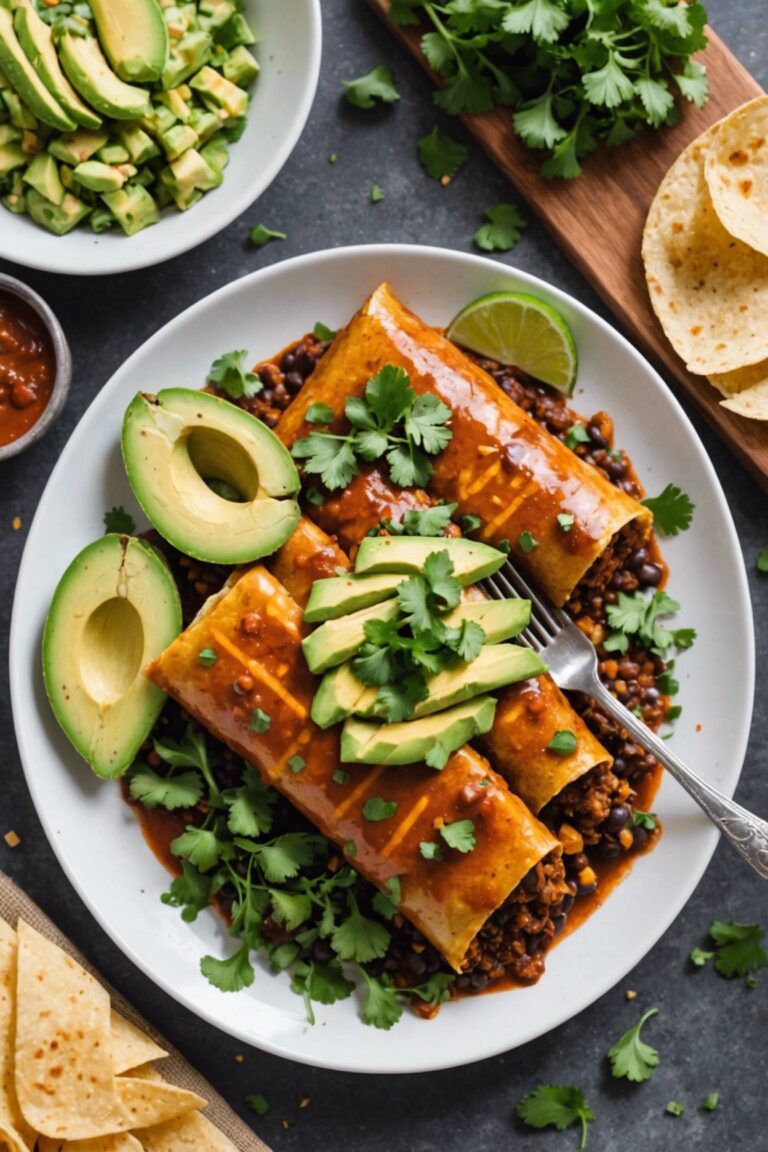 Vegan Pasilla Enchiladas With Avocado And Tvp