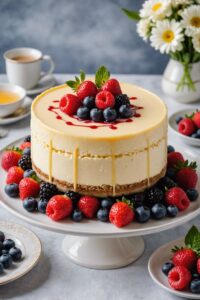 White Chocolate Cheesecake With White Chocolate Brandy Sauce