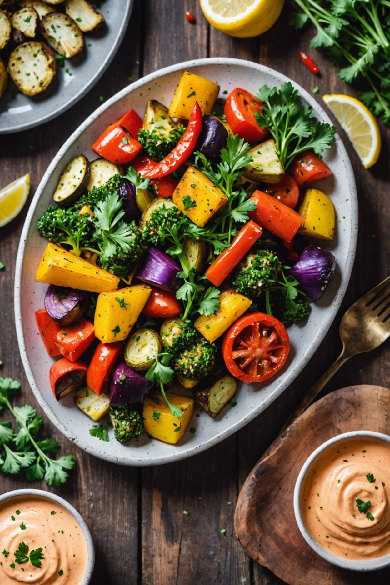 Air Fryer Roasted Vegetables With Gremolata And Red Pepper Aioli Easy And Fast