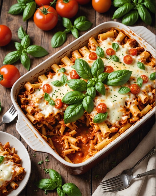 Baked Ziti with Fresh Tomatoes and Basil