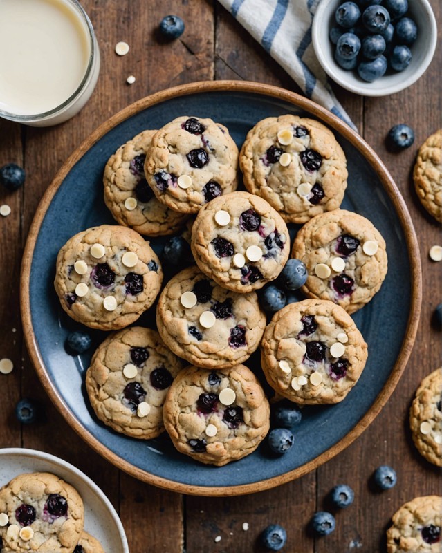 Blueberry Oatmeal White Chocolate Chip Cookies