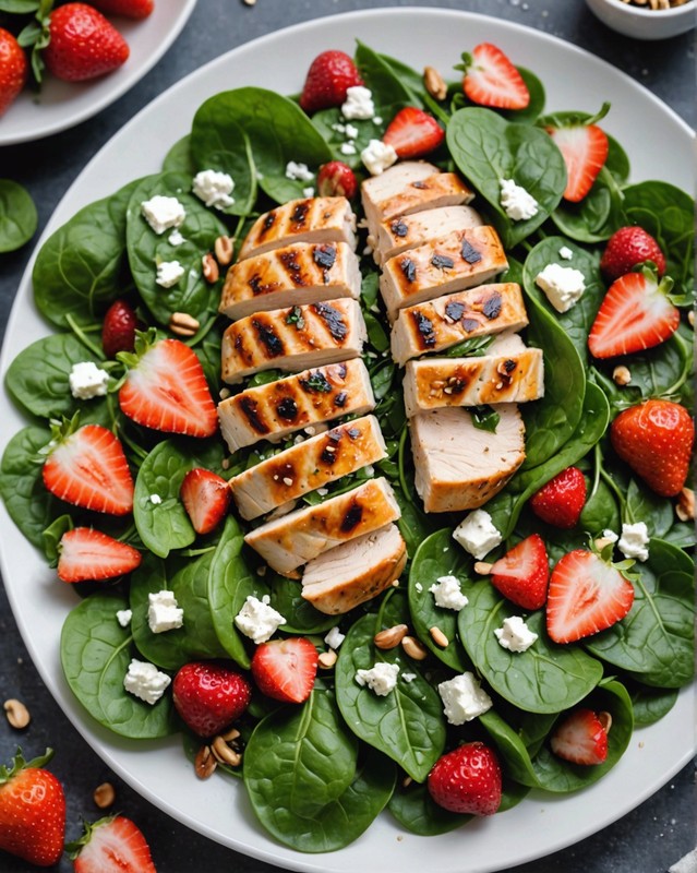 Chicken and Strawberry Spinach Salad with Feta