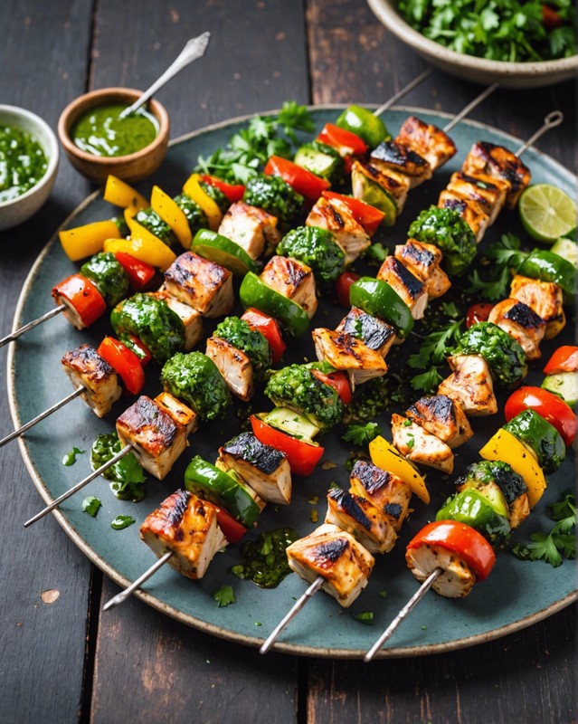 Chicken and Vegetable Kabobs with Chimichurri Sauce
