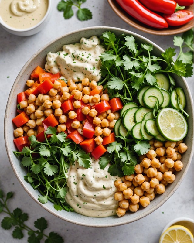 Chickpea and Spinach Salad with Lemon-Tahini Dressing