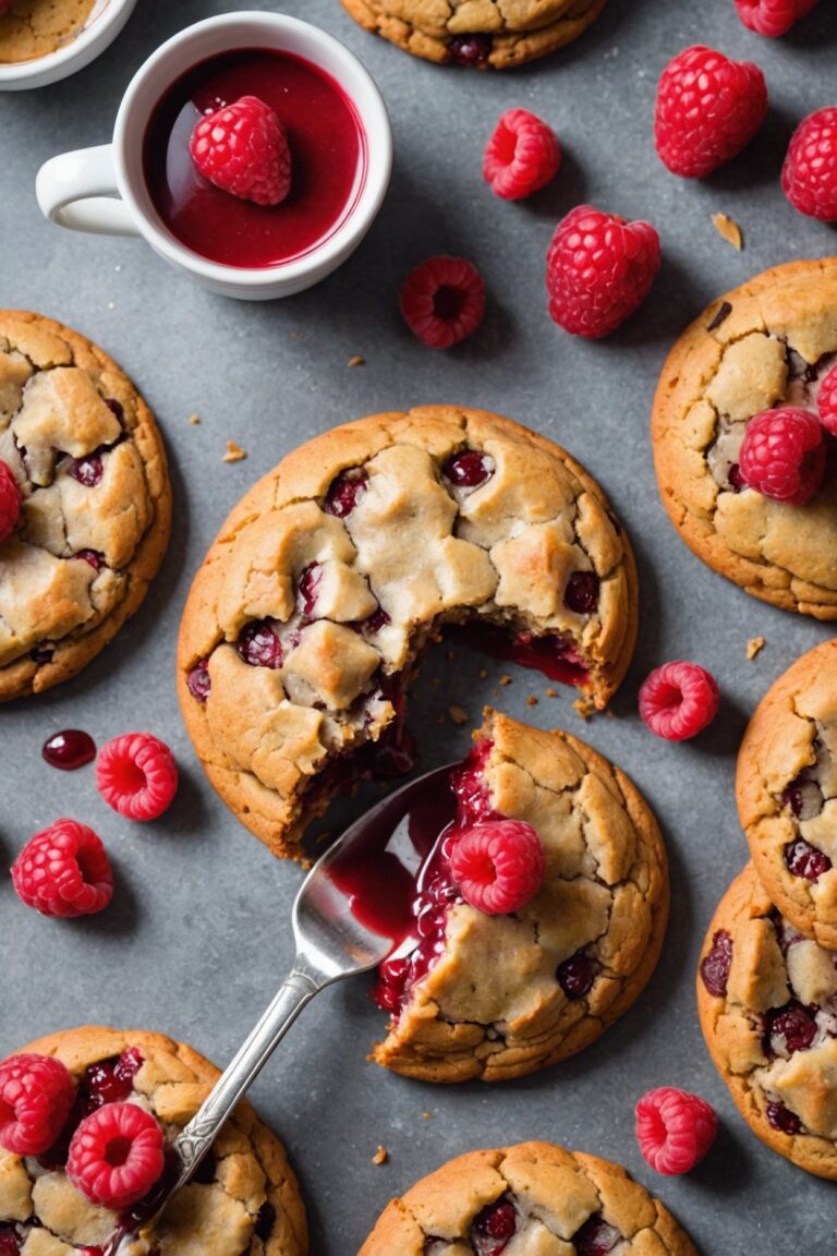 Chocolate Chip Pancakes With Raspberry Sauce