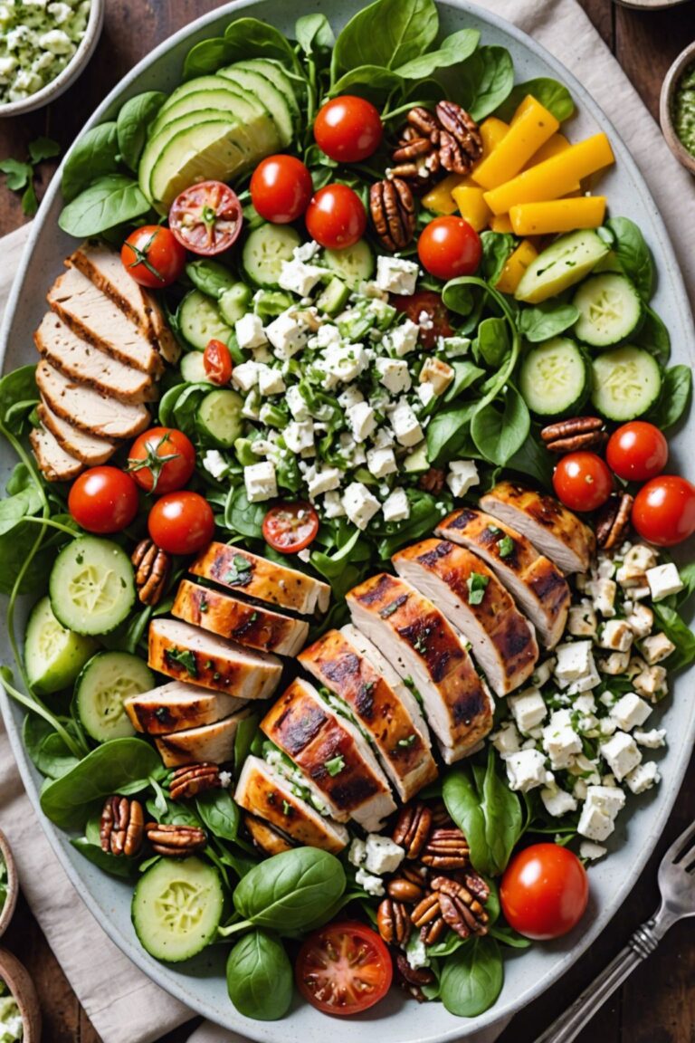 Colorful Family Style Pesto Chicken Cobb Salad Perfect For Potlucks