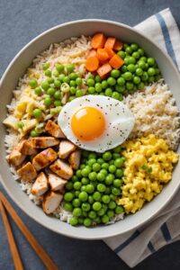 Easy Microwave Chicken And Egg Rice Bowl