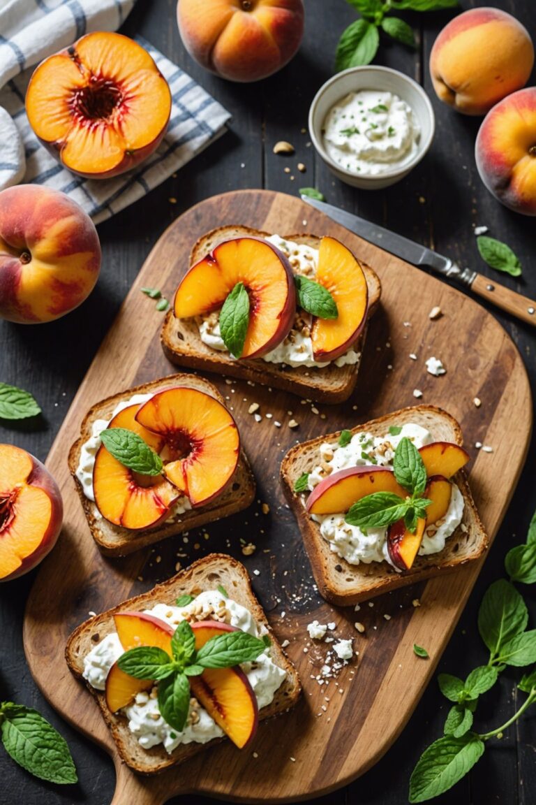 Grilled Peach and Ricotta Toast