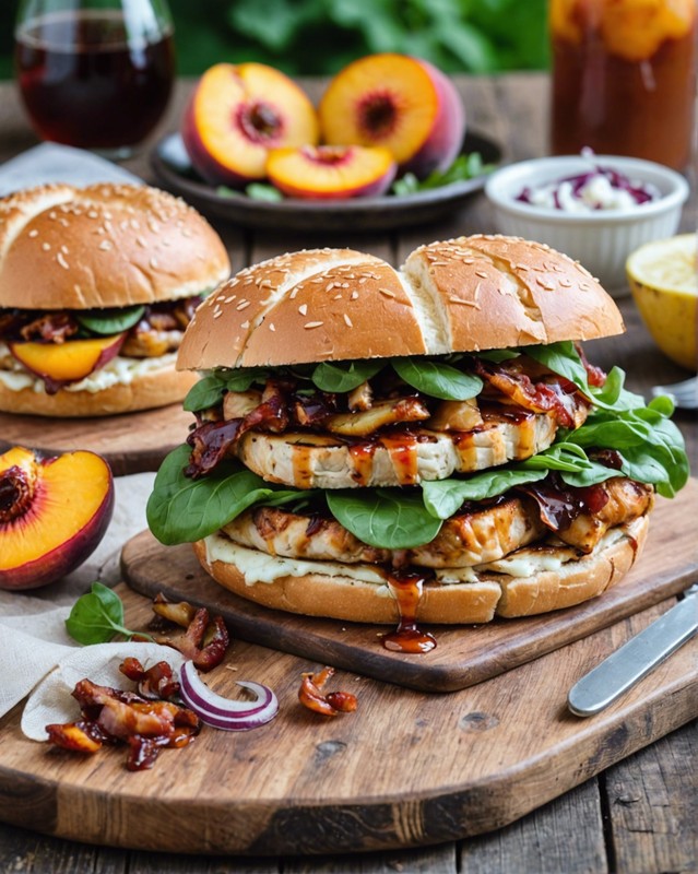 Grilled Chicken and Peach BBQ Sandwiches