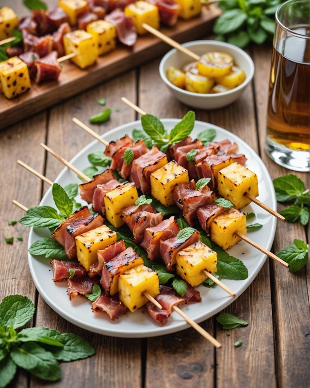 Grilled Pineapple and Prosciutto Skewers