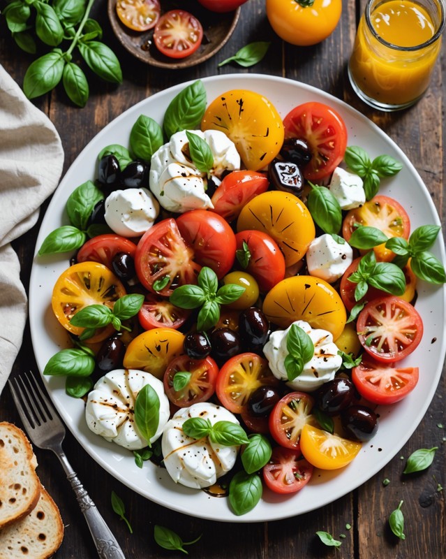 Heirloom Tomato Salad with Burrata Cheese and Balsamic Glaze