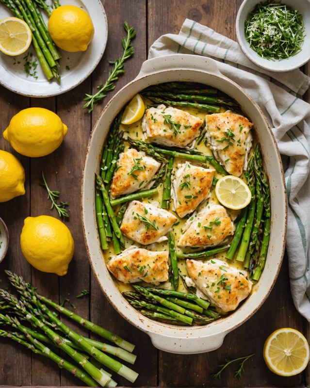 Lemon Garlic Chicken and Asparagus Casserole