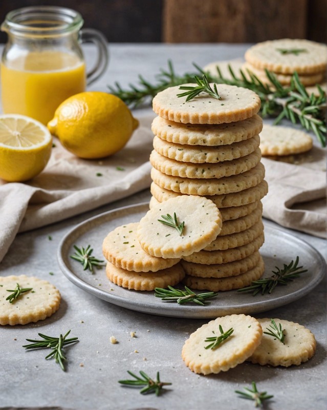 Lemon Rosemary Shortbread Cookies