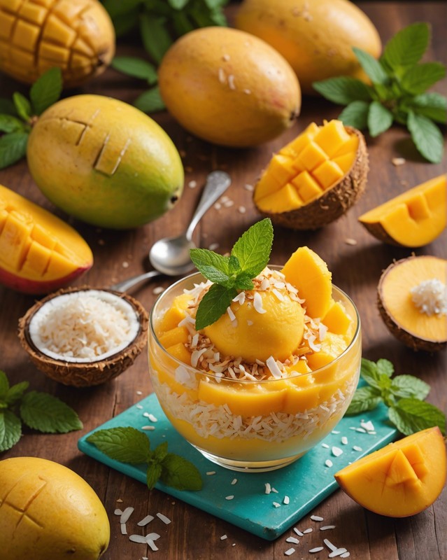 Mango Sorbet with Toasted Coconut