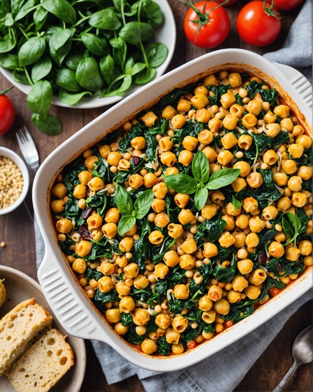 Mediterranean Chickpea and Spinach Casserole