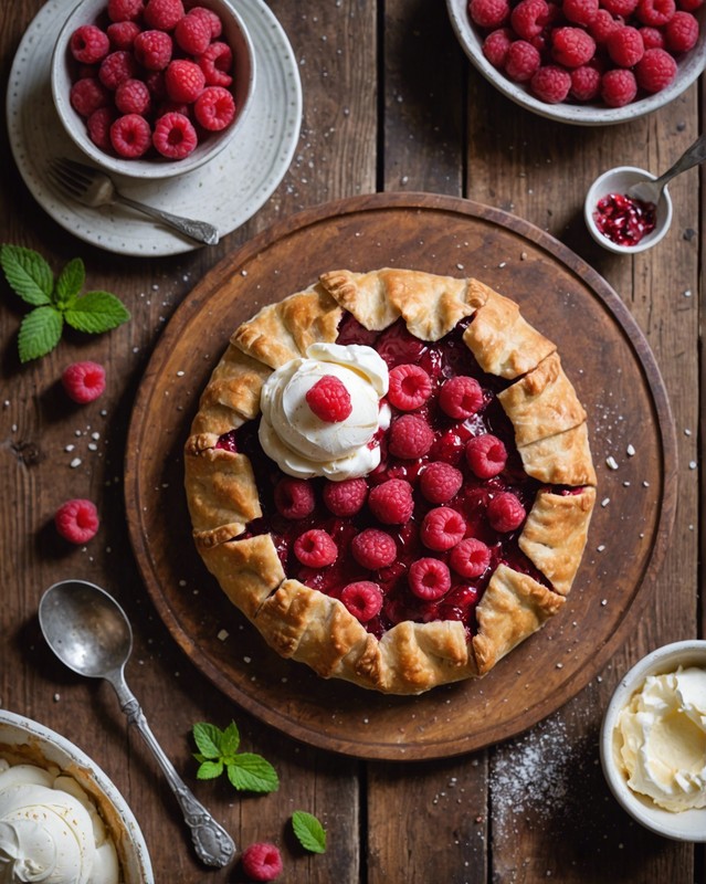 Raspberry Galette with Vanilla Ice Cream