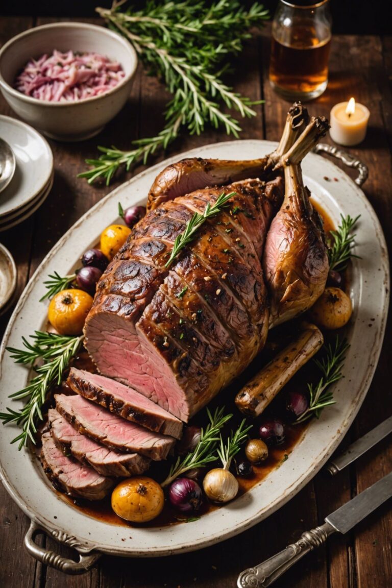 Roasted Leg Of Lamb With Garlic Herb