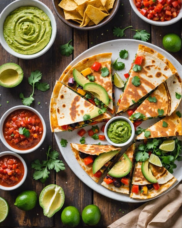 Roasted Vegetable Quesadillas with Guacamole