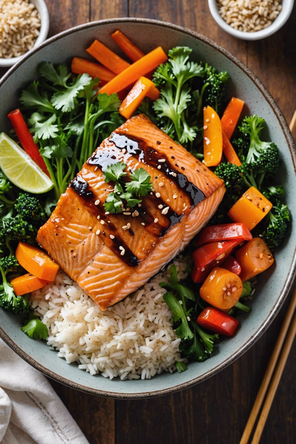 Savory Teriyaki Glazed Salmon Bowl