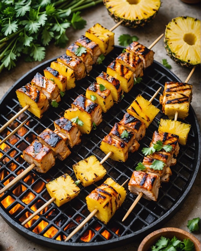 Spicy Grilled Pineapple and Chicken Skewers