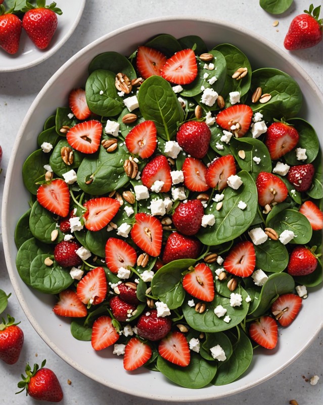 Strawberry Spinach Salad with Feta and Balsamic Glaze