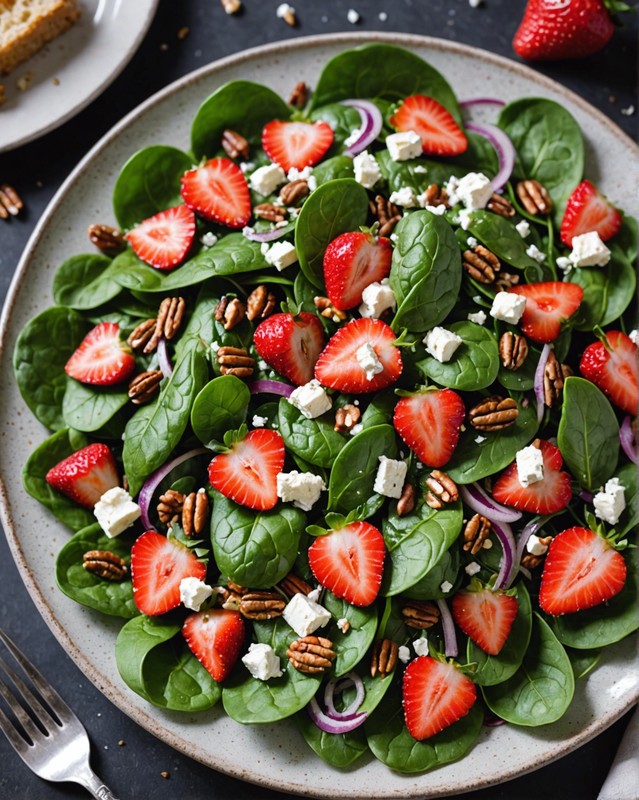 Strawberry Spinach Salad with Feta and Pecans