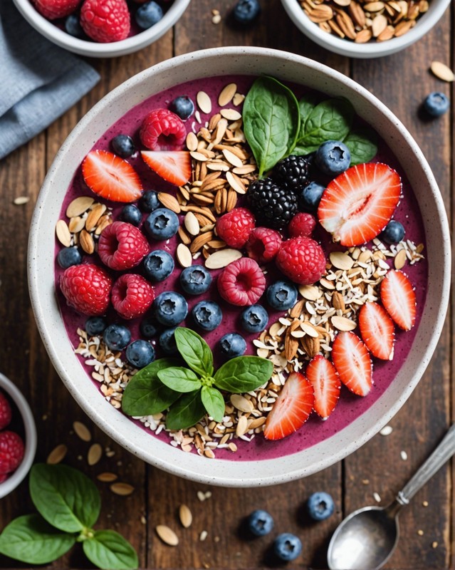 Summer Berry Smoothie Bowl with Spinach