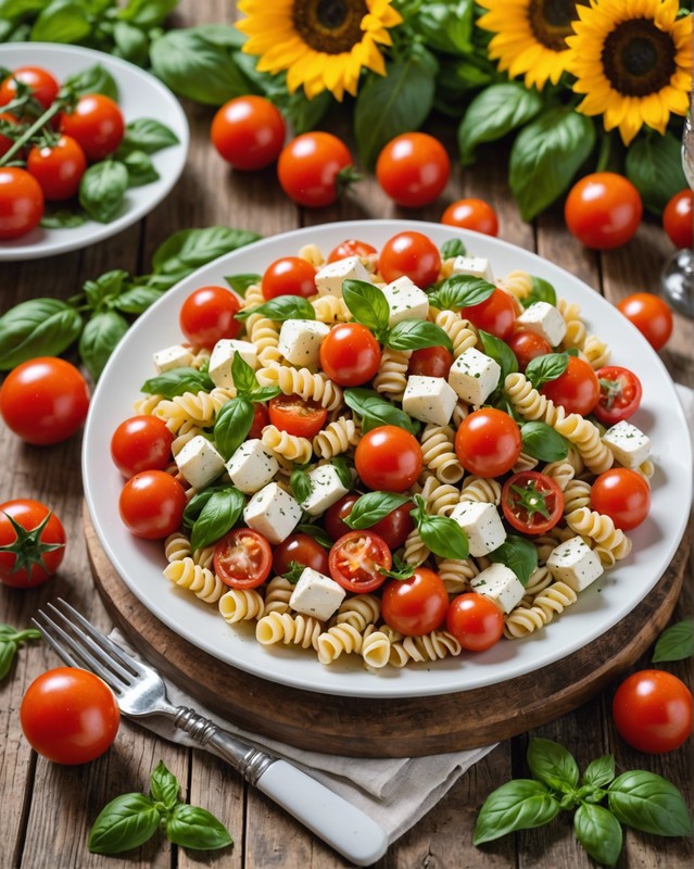 Summer Pasta Salad with Cherry Tomatoes and Mozzarella