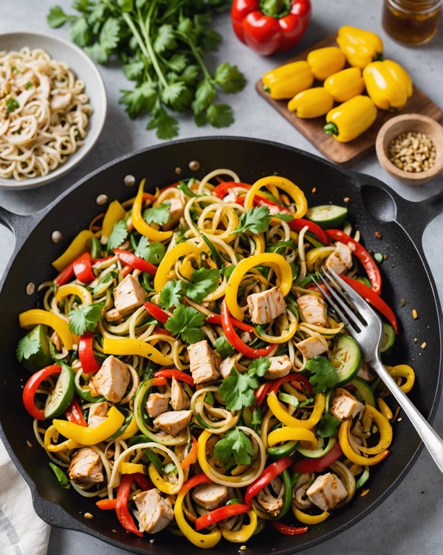 Summer Squash and Zucchini Noodle Stir Fry