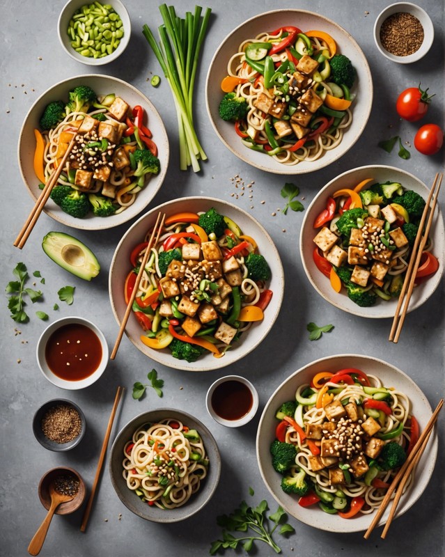 Summer Vegetable Stir Fry with Tofu and Udon Noodles