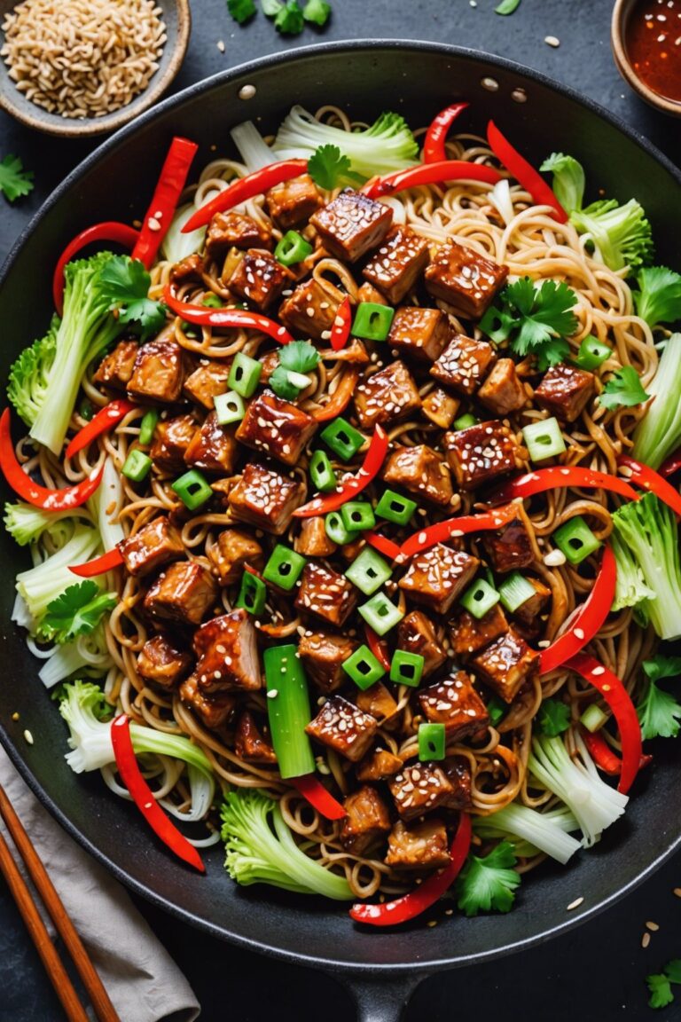 Sweet And Spicy Pork And Napa Cabbage Stir Fry With Spicy Noodles With Noodles