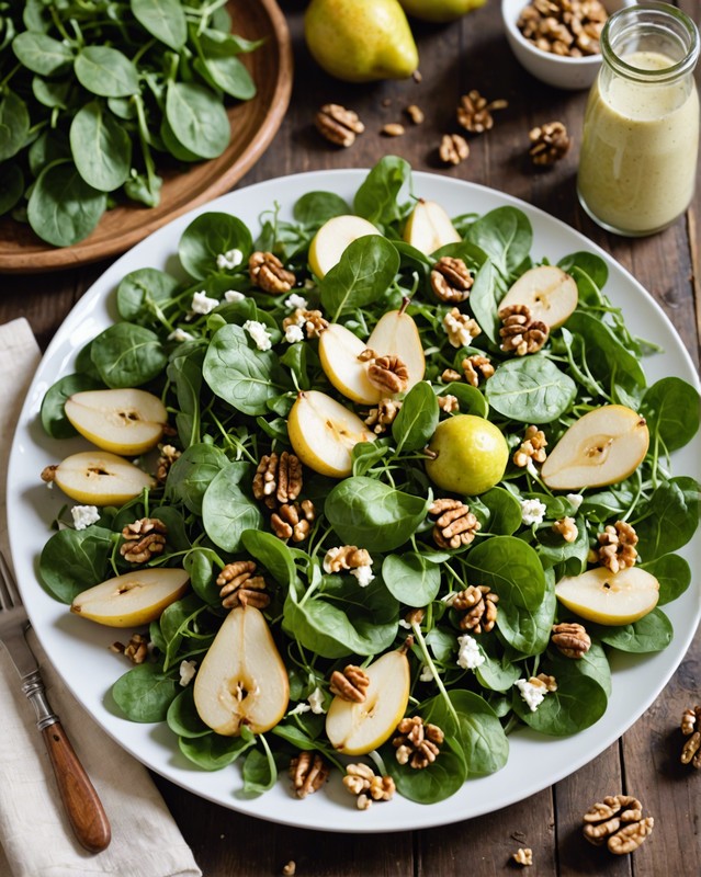 Watercress and Pear Salad with Walnuts and Gorgonzola Cheese