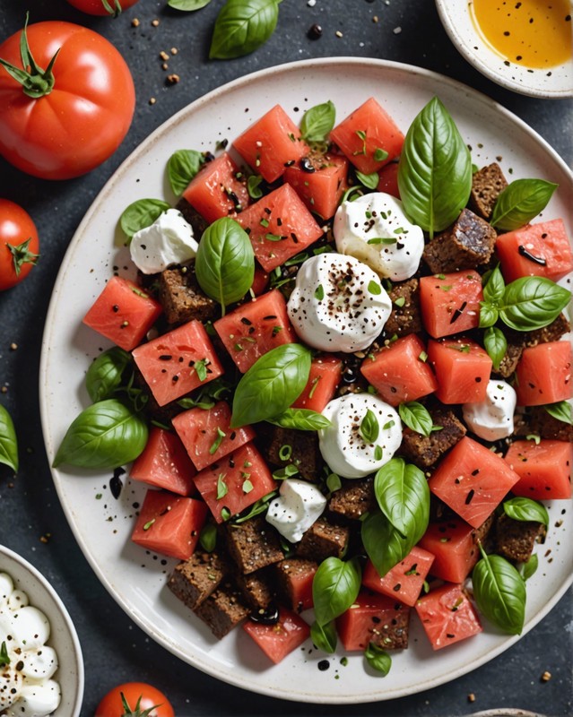 Watermelon and Tomato Salad with Burrata