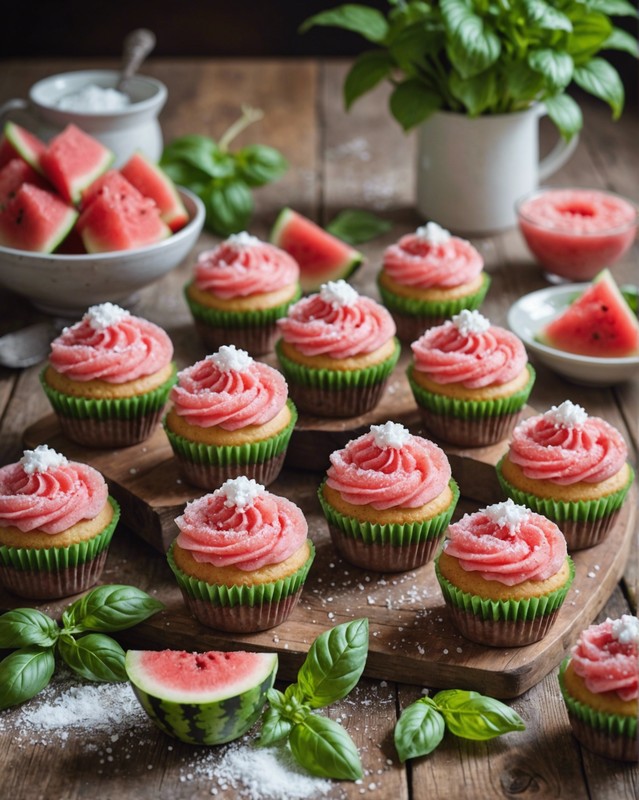 Watermelon Basil Cupcakes