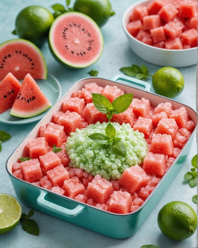 Watermelon Granita with Lime and Mint