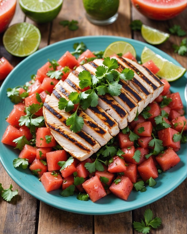 Watermelon Salsa with Grilled Chicken