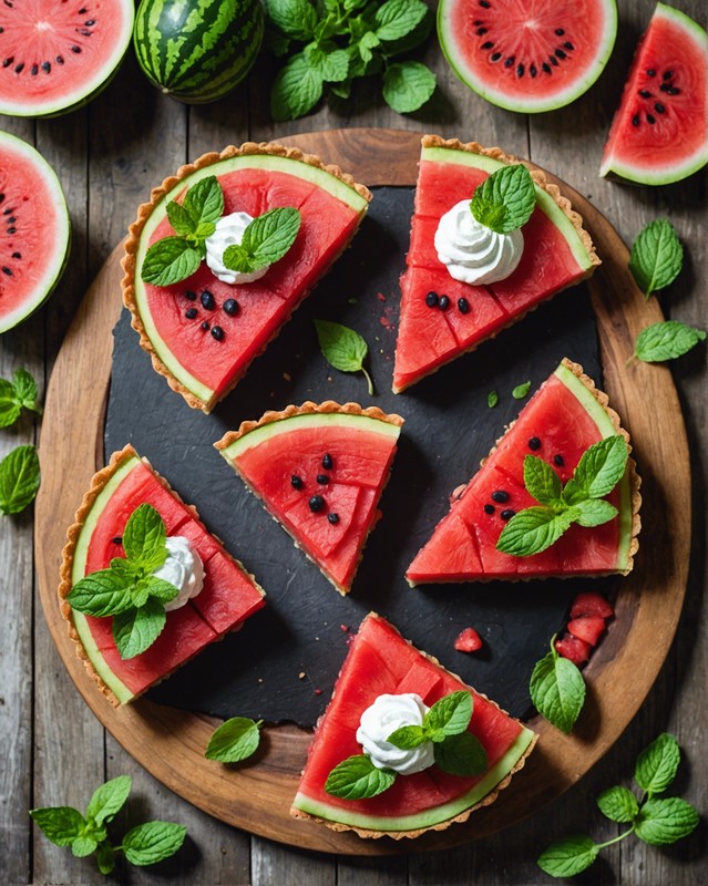 Watermelon Tarts with Whipped Cream