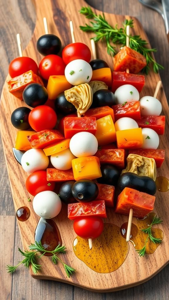 Antipasto Skewers with Marinated Veggies