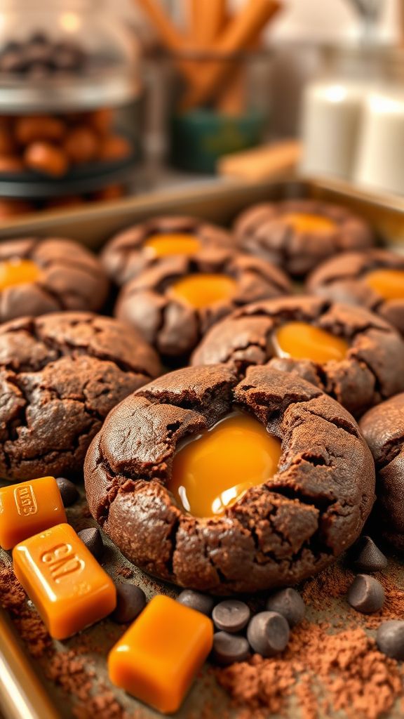 Caramel-Stuffed Chocolate Cookies  