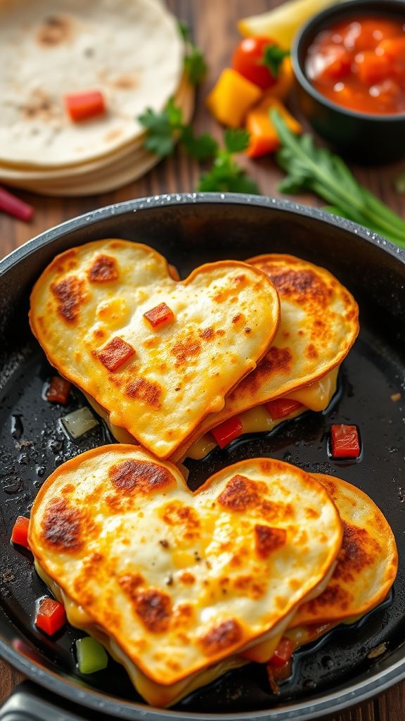 Cheesy Heart-shaped Quesadillas  