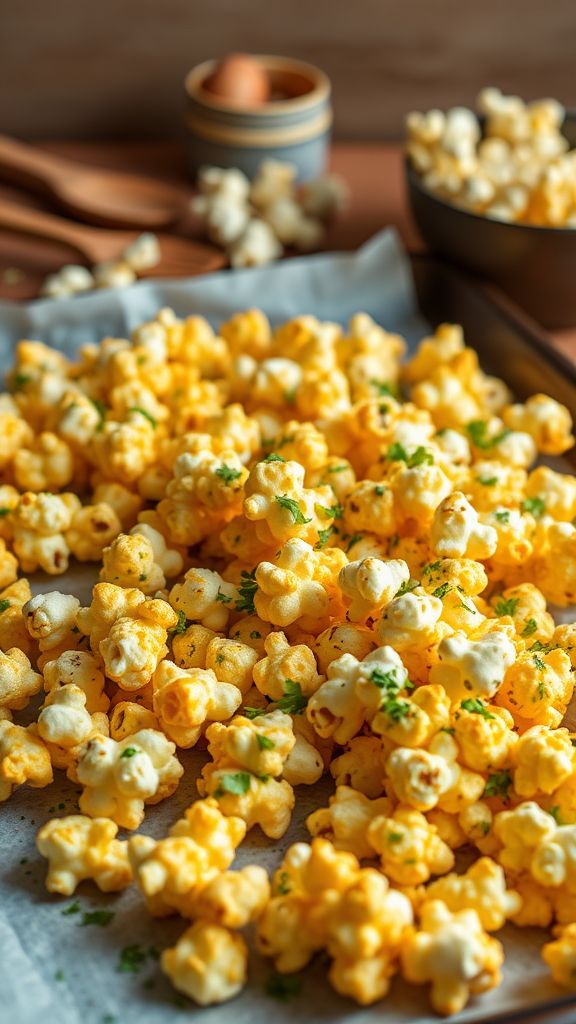 Cheesy Herb Popcorn Clusters