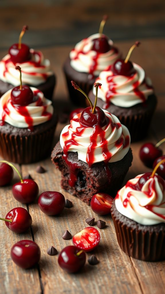 Chocolate Cherry Bliss Cupcakes