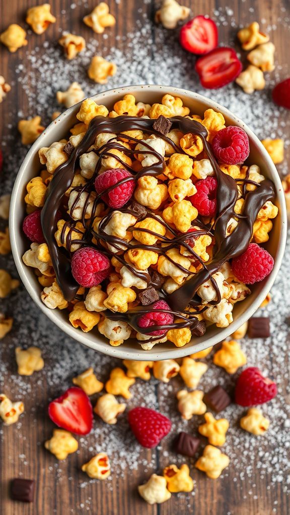 Chocolate-Covered Raspberry Popcorn Crunch  