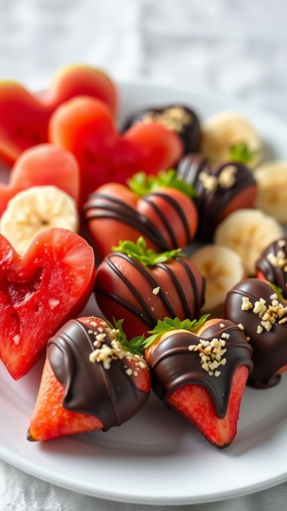 Chocolate-Dipped Fruit Hearts  