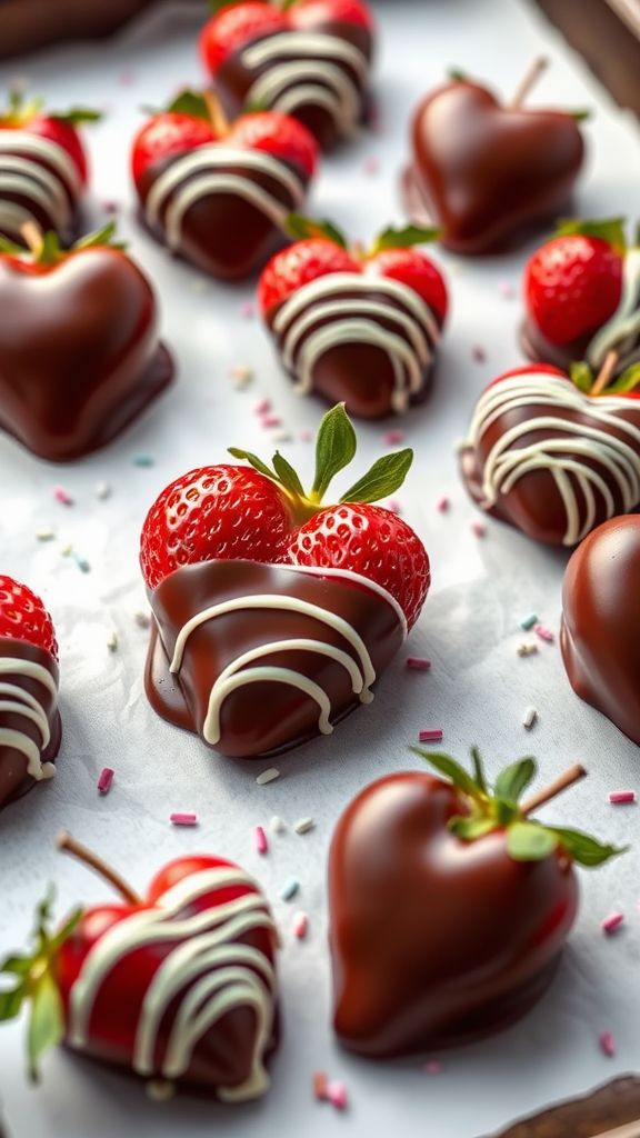 Chocolate-Dipped Strawberry Hearts  