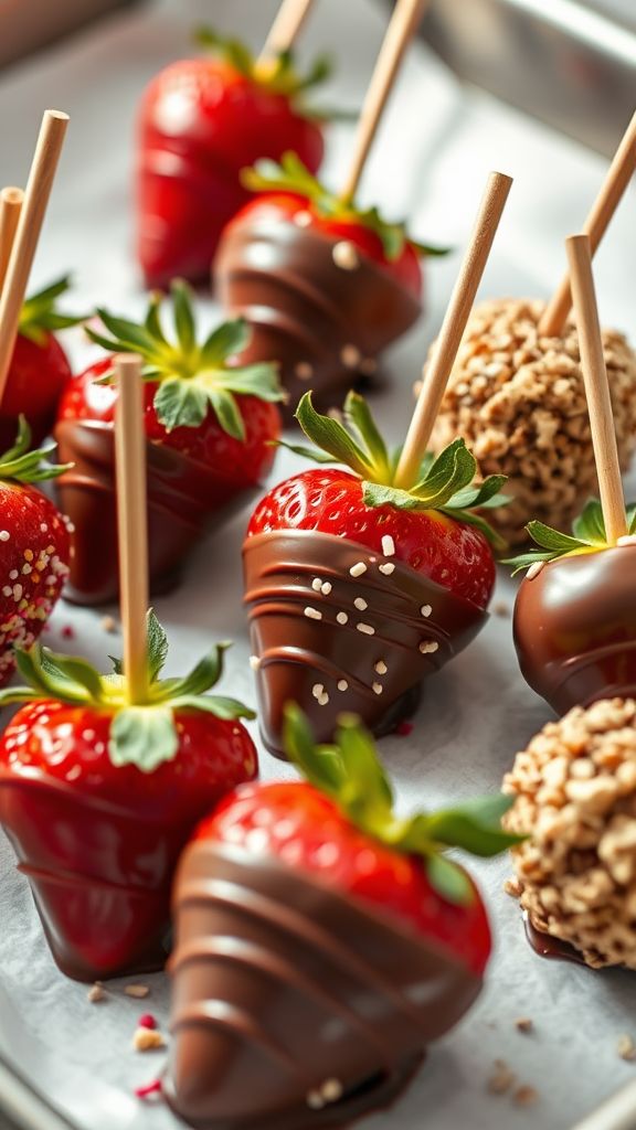 Chocolate-Dipped Strawberry Pops  