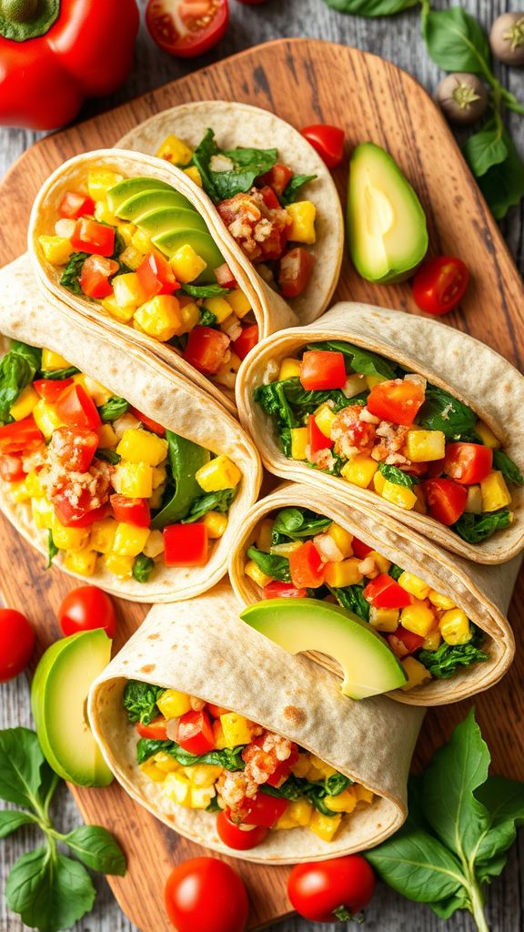 Colorful Veggie Breakfast Burritos